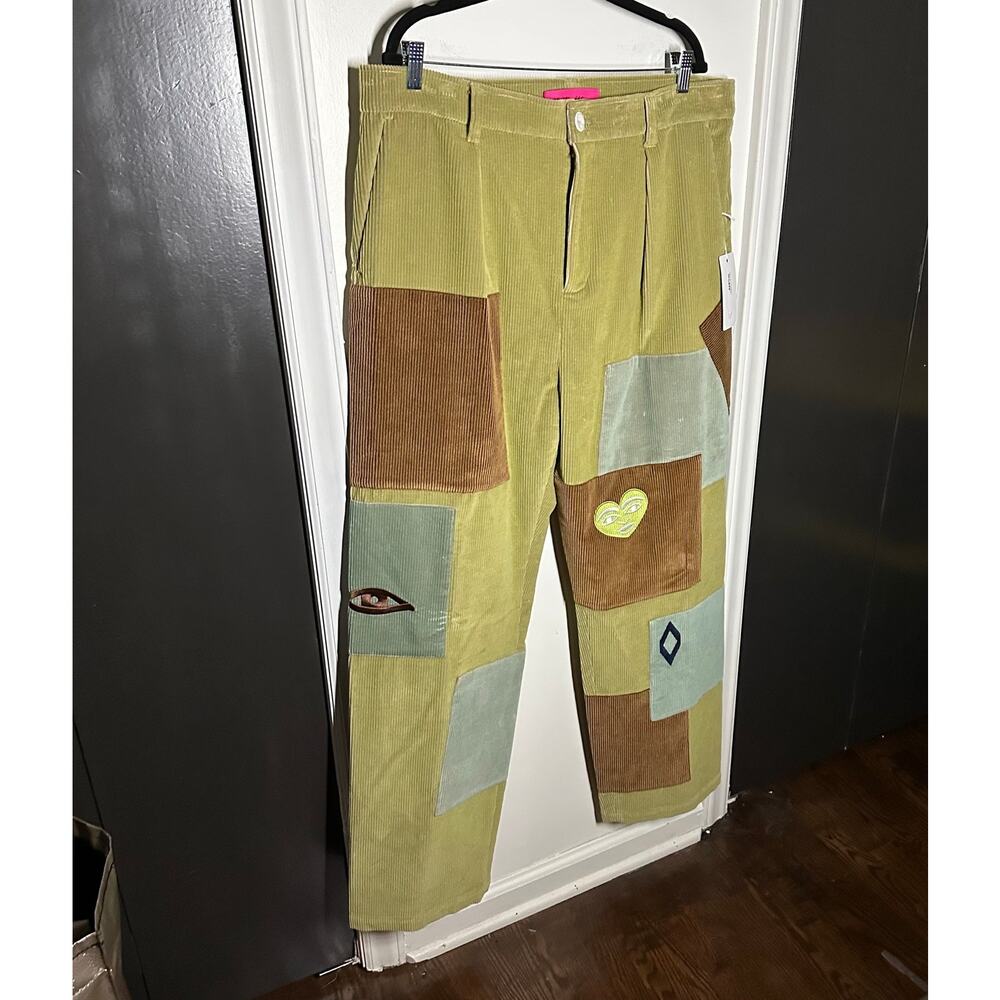 NEW The Elder Statesmen Men's Corduroy Patchwork Pleated Pants Size 36 - Picture 4 of 14